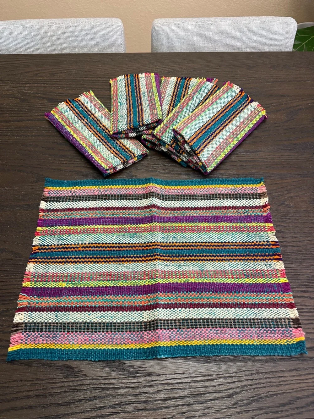 Illari Handmade Peruvian 100% Sheep Wool Placemats Set of 6 Woven Artisan